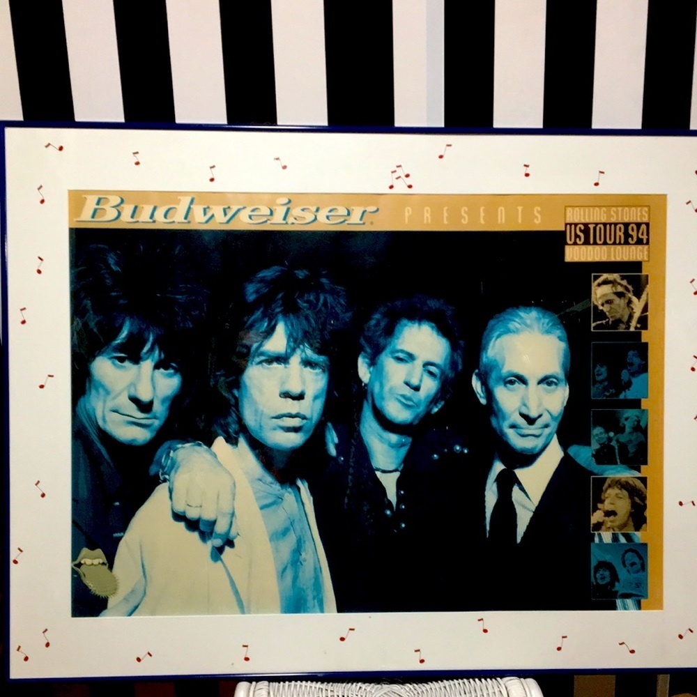 Vintage 1994 Rolling Stones Custom Framed & Matted Voodoo Lounge Tour Poster